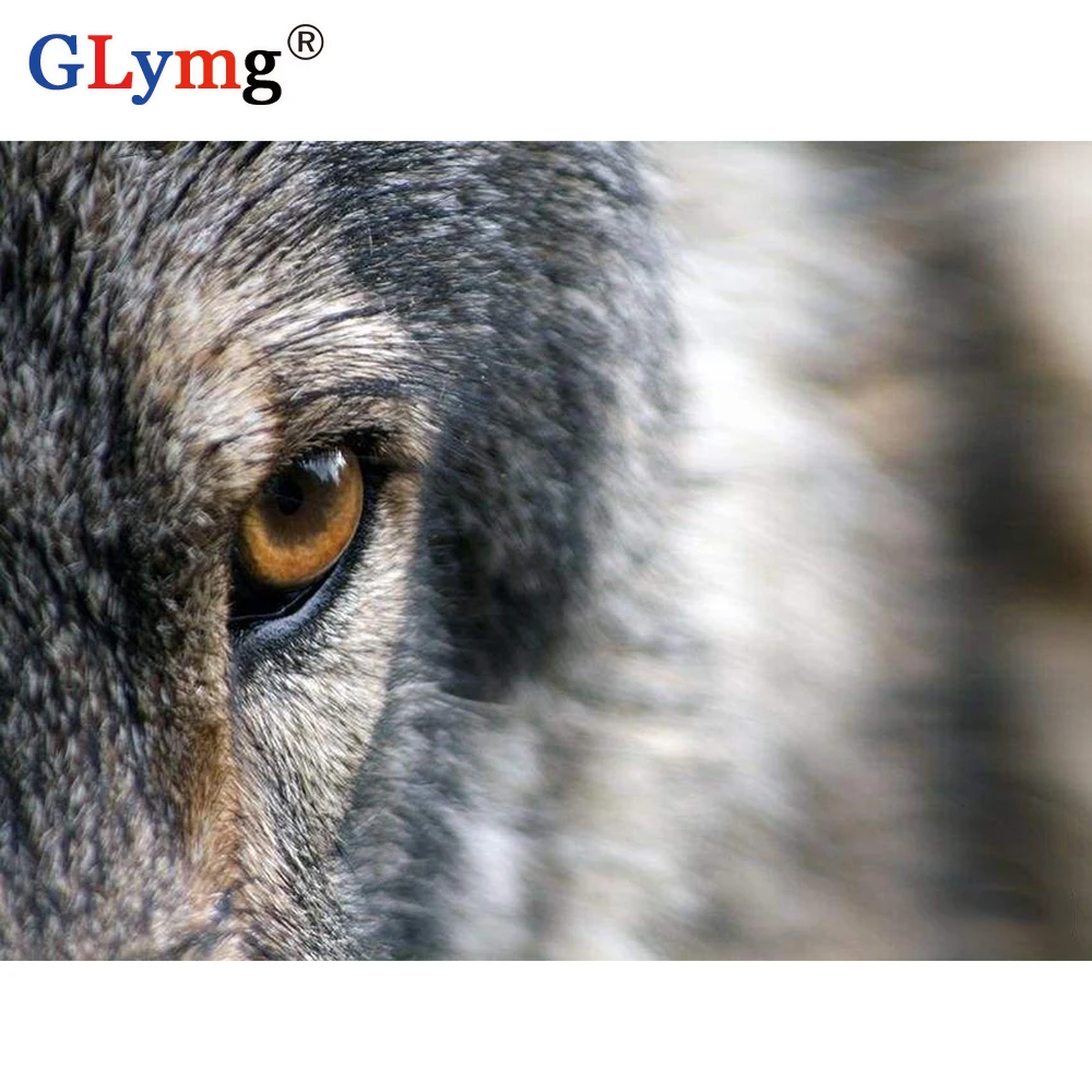 GLymg Full Square Diamond Painting Cross Stitch Wolf Eye Full Drill Animal Series Diamond Embroidery Rhinestones Mosaic Decor