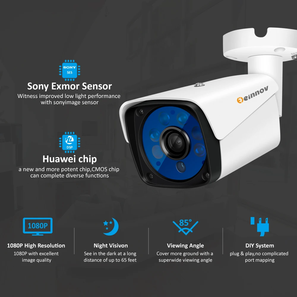  Einnov 8CH 5MP Video Surveillance Kit Outdoor Security Camera System DVR AHD Camera Home CCTV Night - 32982442793