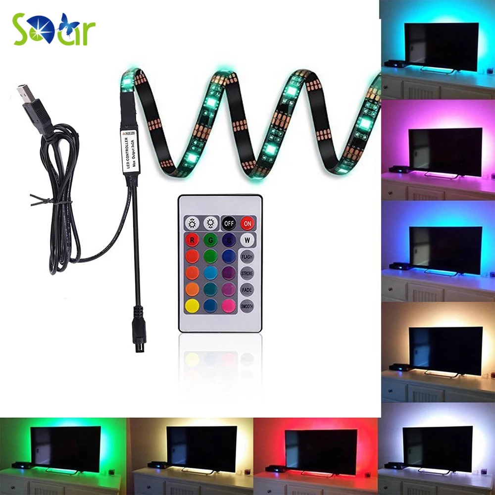 Neon Accent LED Strips Bias Backlight RGB Lights with Remote Control for HDTVFlat Screen TV Accessories Desktop PCMulti Color 