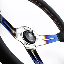 Сгорел синий стиль 350 мм ND пояса из натуральной кожи тюнинг Спорт Drift руль для Универсальный Автомобильный