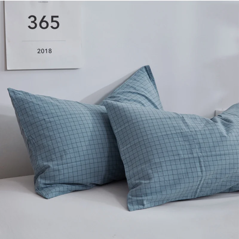 YLW(YLW 2 шт хлопок Чехол для подушки нетоксичный экологичный домашний напечатанный Чехол для подушки вязаная клетчатая подушка чехол s для гостиницы - Цвет: Blue