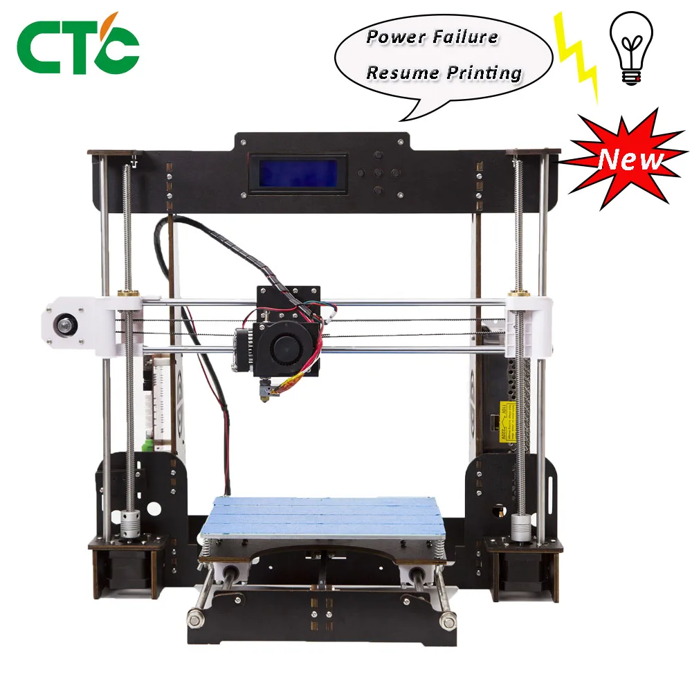 3d принтер A8-W5 Prusa i3 Reprap MK8 экструдер heatкровать ЖК-контроллер отключение питания печать