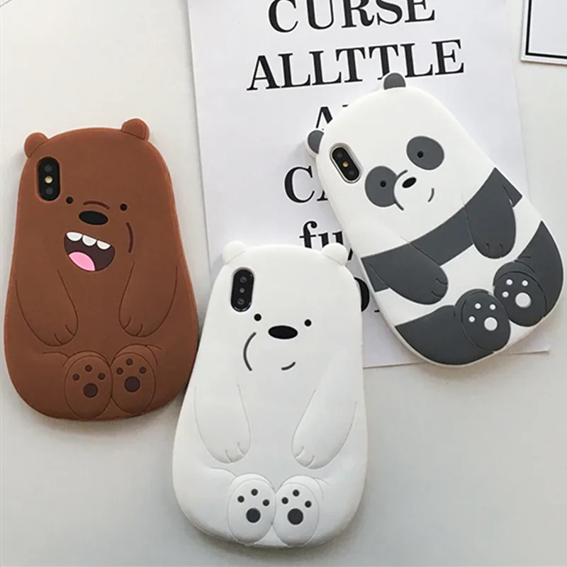 

South Korea we Bears Bare Bear Soft Silicone Phone Case For iPhone 6 6s 7 8 Plus X XS XR Max Cute Funny Cartoon Back Cover