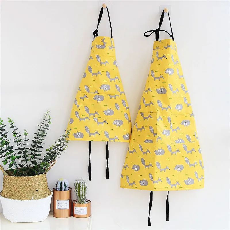 

1 pcs Cactus Fox Cat Pattern Apron Woman Adult Children Bibs Home Cooking Baking Shop Cleaning Apron Kitchen Accessory 46189