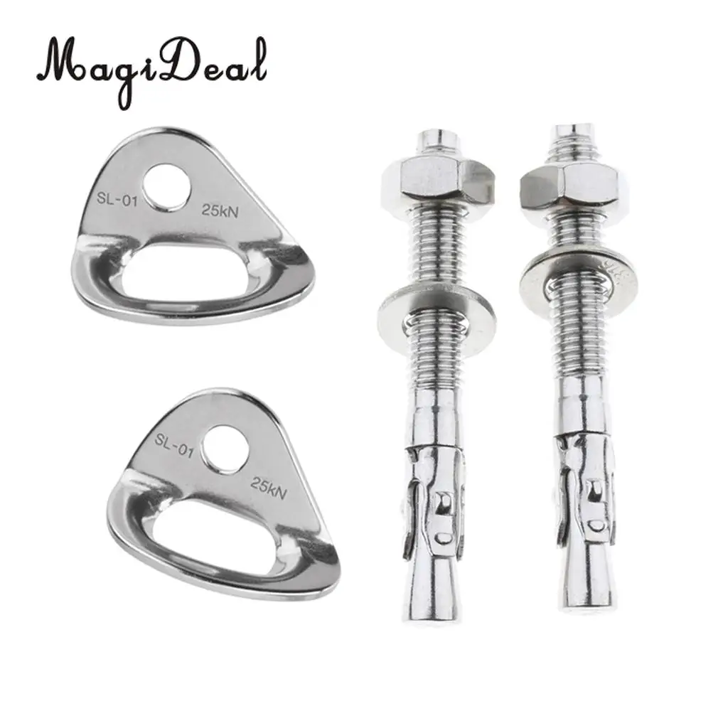 4pcs Stainless Steel Climbing 25KN Anchor Plates Hanger Bolts Set