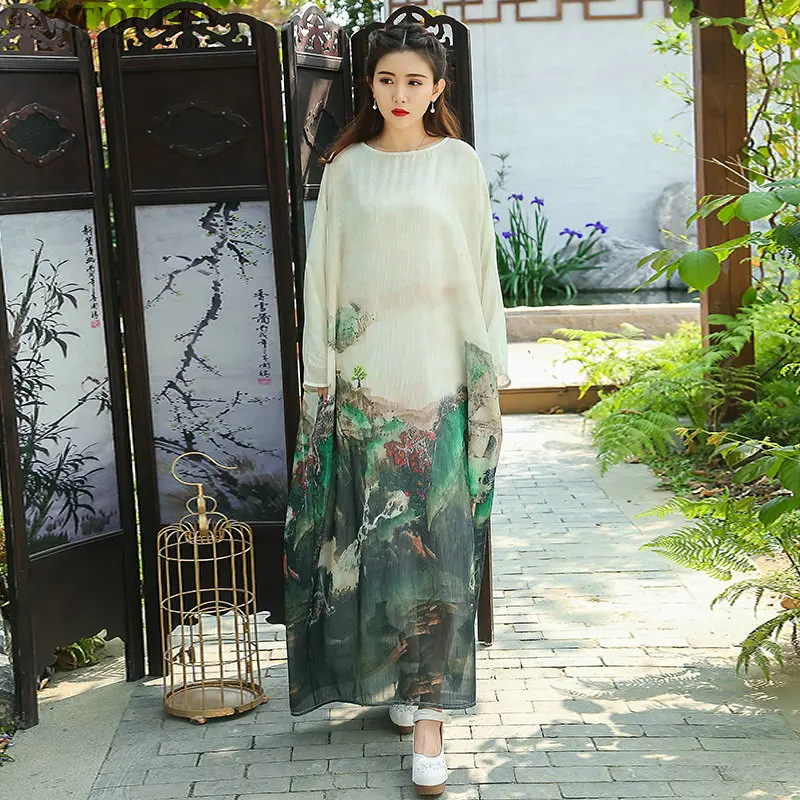 

Traditional long Chinese dress clothing for women oriental modern qi pao ao dai cheongsam style dress female AA4070