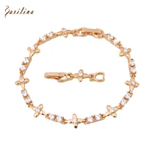 Wholesale & Retail CZ White crystal yellow Gold Bracelets & bangles fashion jewelry 20cm 7.87 inch B278