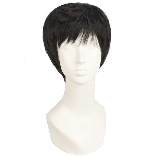 Cheap Short Black Wigs For Handsome Man High Quality Cool Korean Men Wigs Natural Hair Synthetic