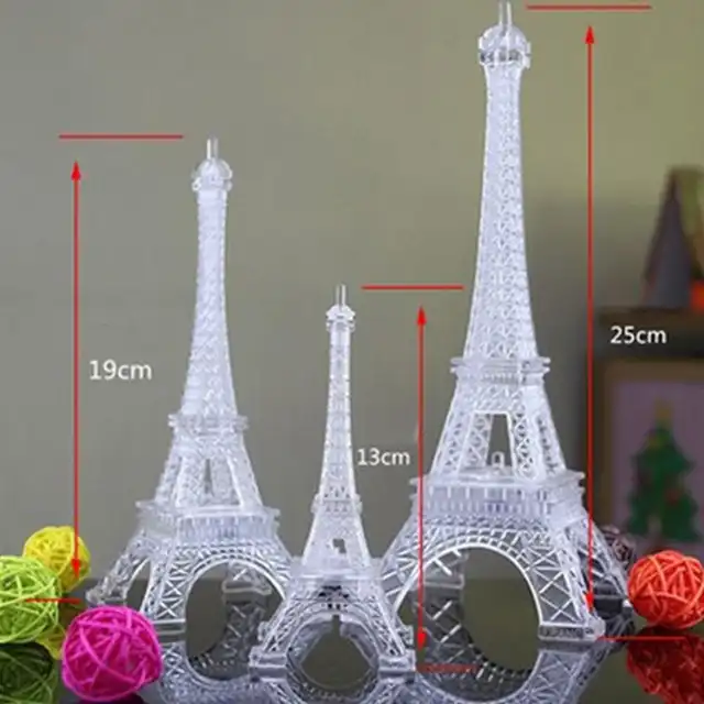 Hobbylane Colorful Romantic Eiffel Tower Led Night Light Desk Wedding Bedroom Decorate Night Lamp Baby Kids Birthday Xmas Gift