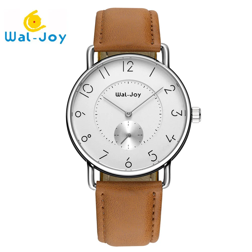 Wal-Joy Брендовые мужские часы с кожаным ремешком цифровые часы повседневные кварцевые часы мужские водонепроницаемые спортивные часы минималистичные часы(8005 - Цвет: Коричневый