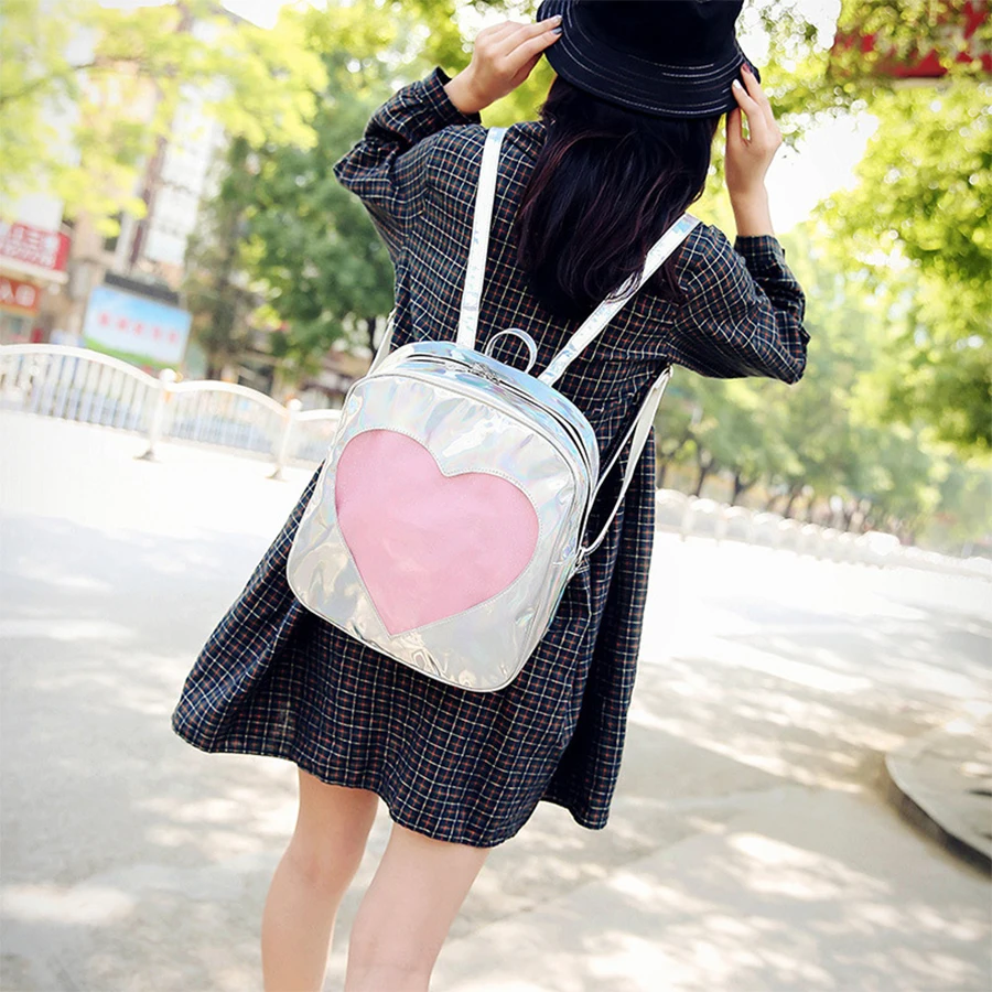 Милый женский рюкзак с сердечком, прозрачный, конфетный, желеобразный, школьные сумки, модные Ita школьные сумки для девочек-подростков, Радужный рюкзак