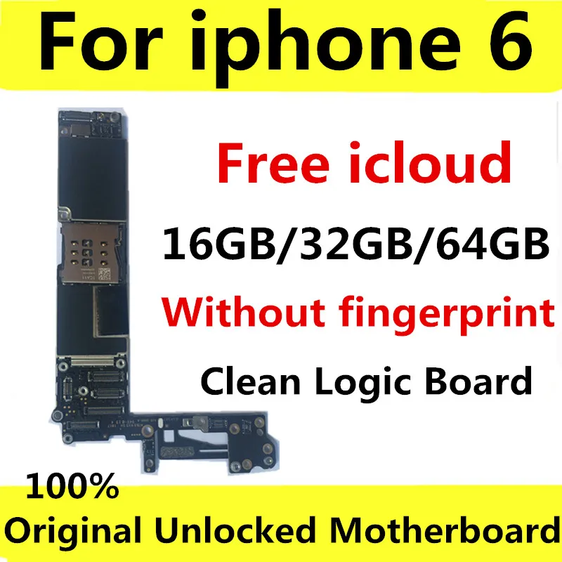 100% оригинальная разблокированная материнская плата для iphone 6 с сенсорным ID/без