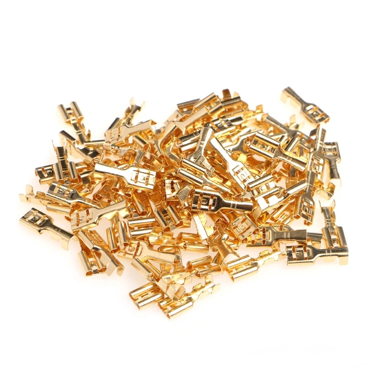 

100 Sets 4.8mm Crimp Terminal Female Spade Connector Splice With Case
