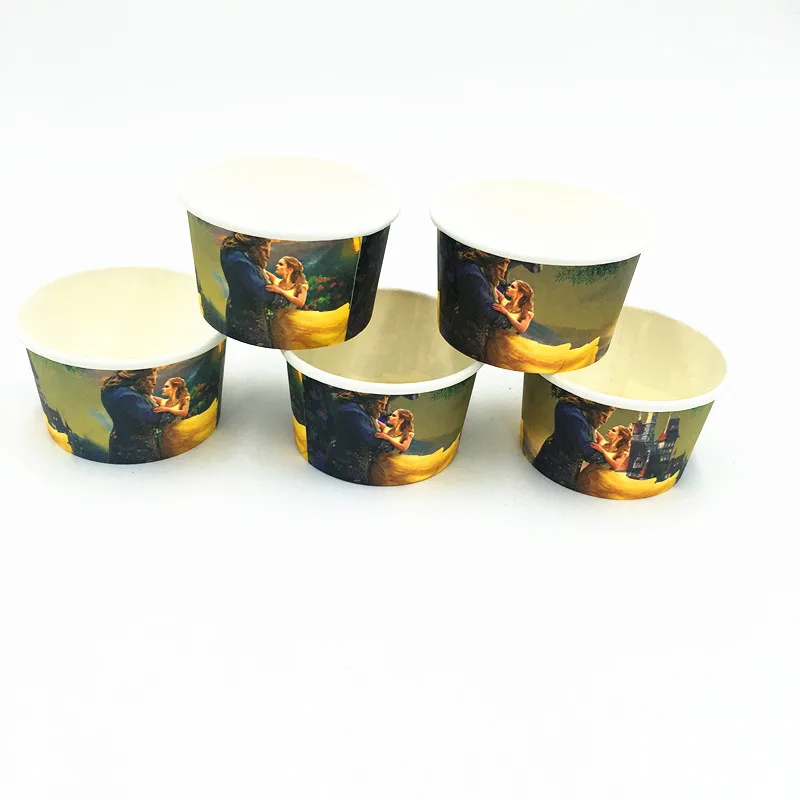 

50PCS/LOT BEAUTY AND BEAST ICE CREAM CUPS KIDS BIRTHDAY PARTY SUPPLIES BEAUTY AND BEAST HAPPY BIRTHDAY PARTY ICE CREAM BOWELS