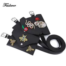 Dropshipping Punk Style waist bag Vintage Embroidery women Waist fanny Packs belt bag with Diamond PU leather chest handbag
