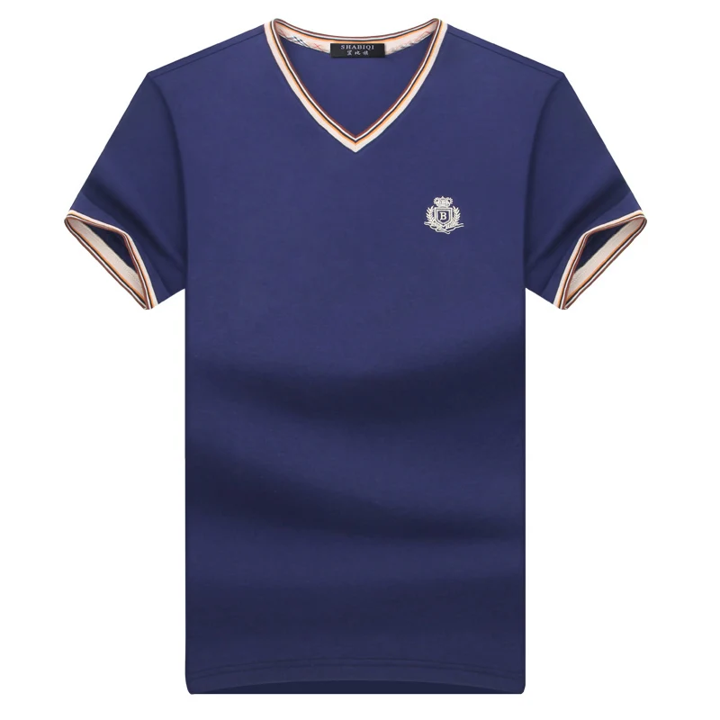 SHABIQI 2018 summer Fashion men t-shirt 93.5% cottot V neck Shirt Short Sleeve Men's T Shirts Camiseta men clothing Size S-10XL