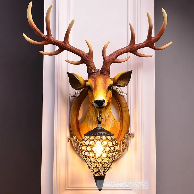 

Европейский голова оленя настенный светильник вилла Гостиная Спальня коридор смолы настенный светильник американский бар KTV ресторан творческий настенные светильники бра настенные светильники бра в детскую