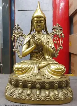 

20" Chinese brass carved beautifully Tibet buddha Tsongkhapa Sculpture Statue