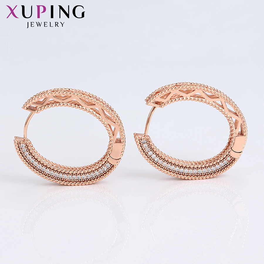 Xuping экологическая медь европейский стиль розовое золото цвет покрытием обручи серьги для женщин модные ювелирные изделия подарки S135, 5-97770