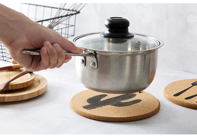 LIYIMENG 2Pcs Set Cork Wood Coaster Coffee Cup Mat Tea Pad Dining Nordic Style Soft Wooden Placemats Decoration Accessories 25