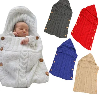 

Baby Knitting Sleeping Bags Swaddling Blanket Sleep Bags Newborn Footmuff For Stroller Winter Sleep Sack Photography Blanket