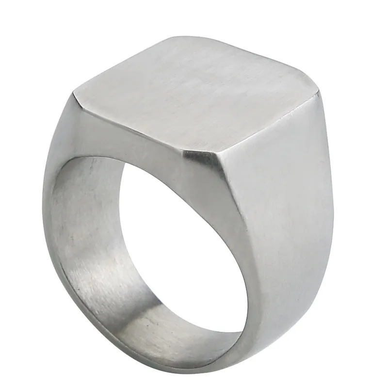 

Valily jewelry Men's Signet Rings Stainless Steel High Polished Simple Geometric Jewelry Iron Ring for Men Pure Color US size