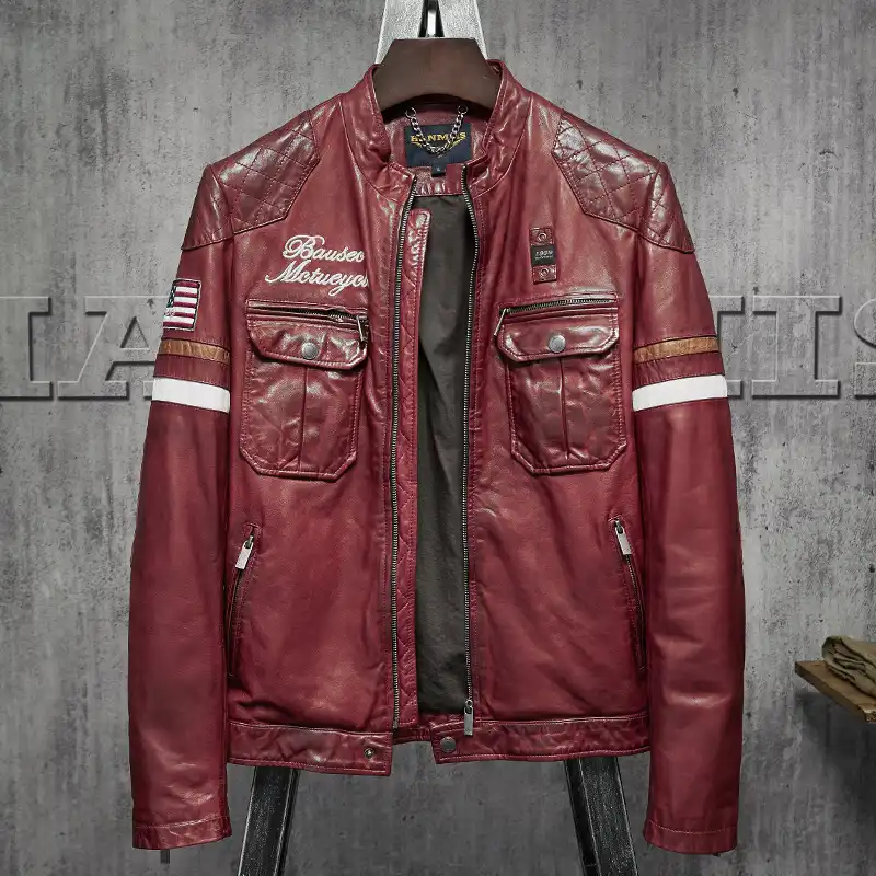 dark red jacket outfit