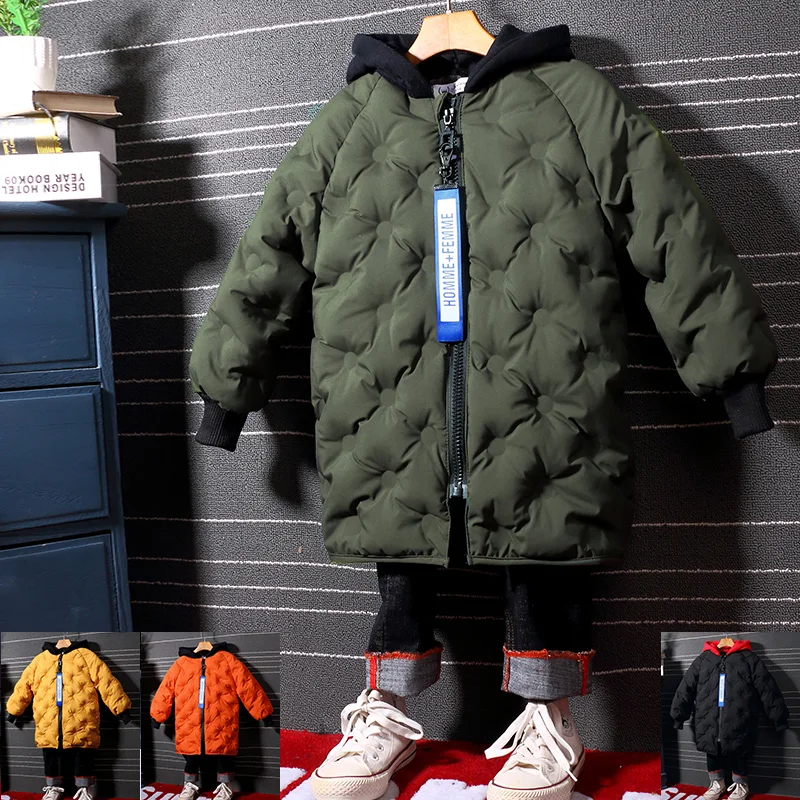 

Boys cotton jacket girl down cotton clothing winter children's long cotton coats