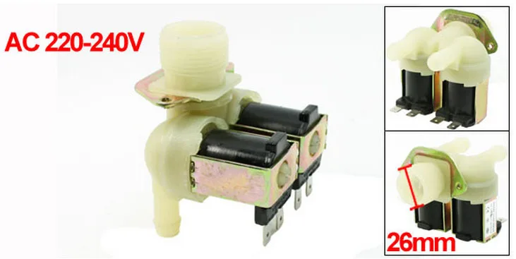 

AC 220-240V 50/60Hz Filter Net 180C Double Threaded Water Inlet Valve for Washer