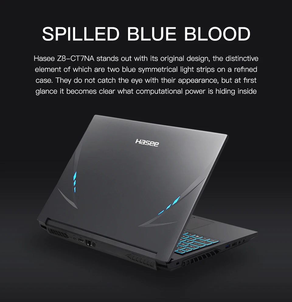 Hasee Z8-CT7NA ноутбук для игр(Intel Core I7-9750H+ RTX 2060/8GB ram/512G SSD/15,6 ''ips 45% NTSC) hasee-фирменный Notbook