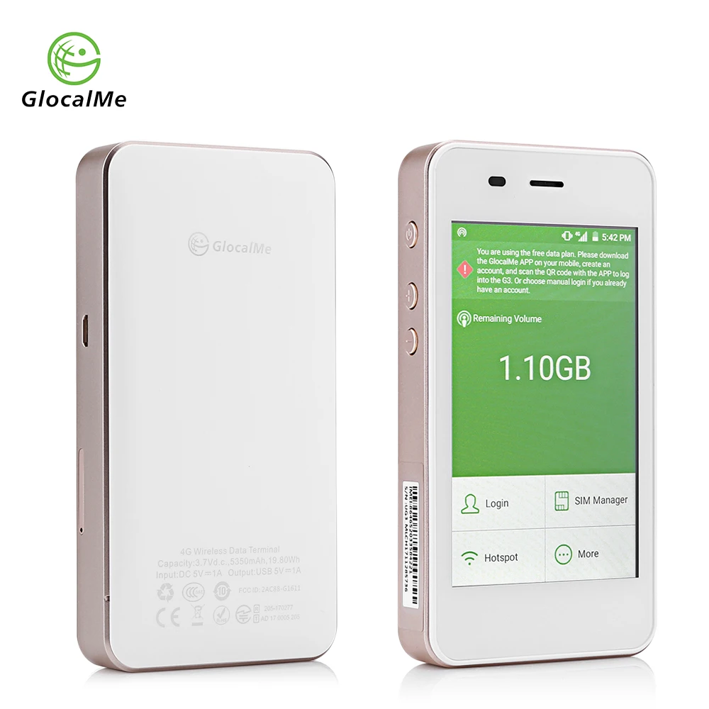 

GlocalMe G1611 G3 4G Wireless Global WiFi Router Data Terminal Worldwide High-speed WiFi Hotspot Fast Network Free Roaming