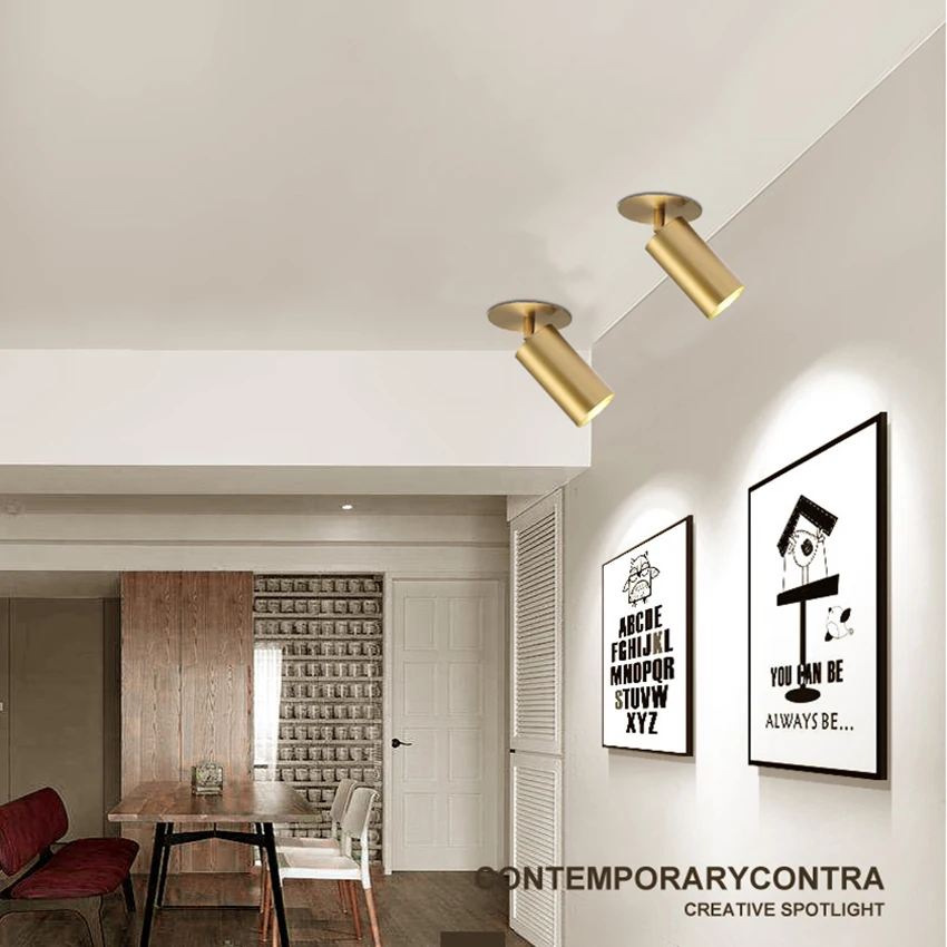 Поверхностного монтажа прожектор гостиной потолок столовая Бар золото GU10 светодиодный креативный трек прожектор Фокусировка Огни BT05