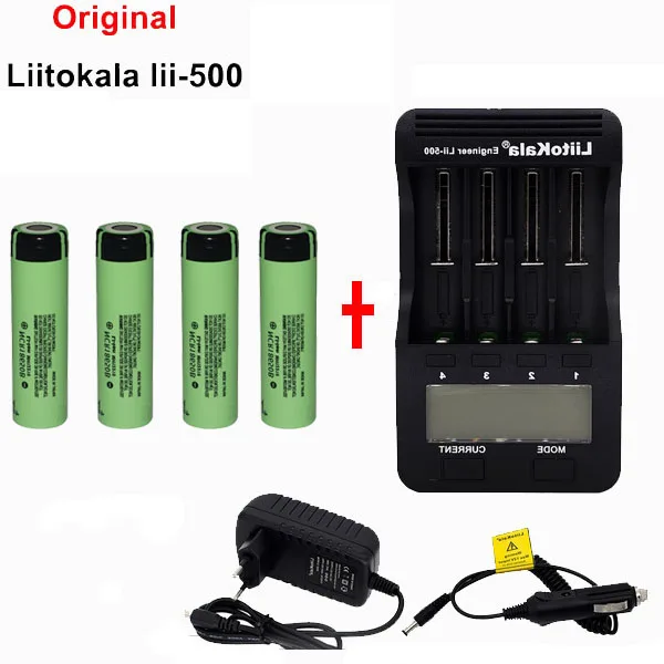 

liitokala Original LCD 3.7V 1.2V 18500 26650 16340 14500 10440 18650 Battery charger + 4pcs panasonic 18650 Battery 3400mah