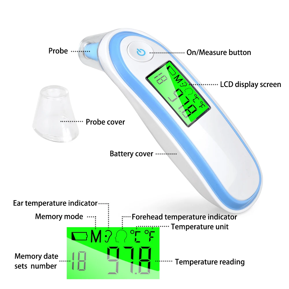 Инфракрасный термометр для детей, Бесконтактный ЖК-термометр для ушей и лба, лазерная температура тела, цифровой медицинский термометр для детей и взрослых