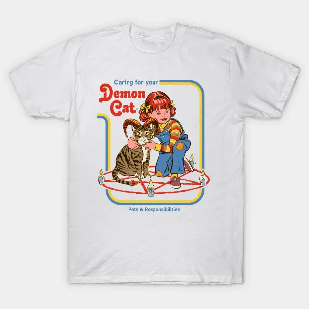 

Women Tops Caring for your Demon cat T-Shirt Funny Cat Lover Tees Gifts Dropshipping