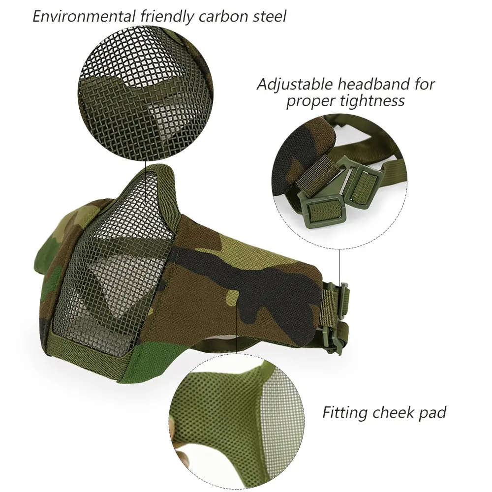 Складная сеть маска для лица комплект стальная металлическая сетка половина маска для охоты для пейнтбола охоты обучающей игровой маска