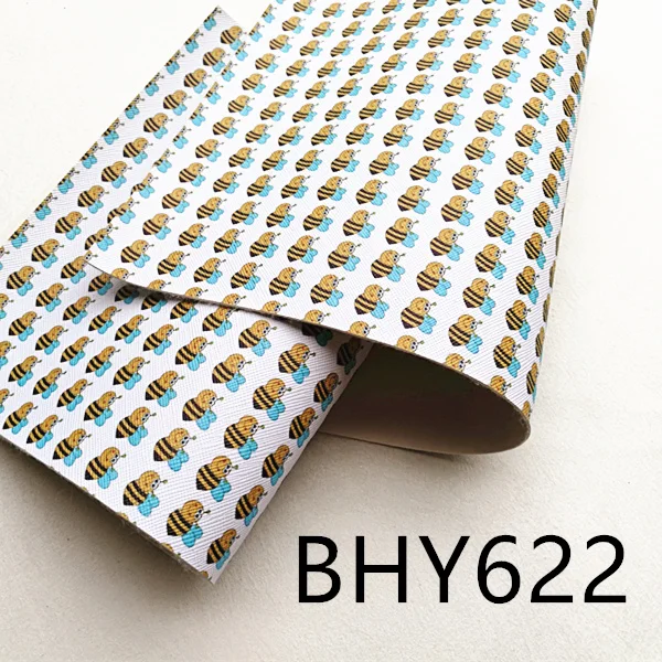 

Free shipping 30*134cm cartoon bee print synthetic leather fabric vinyl BHY622