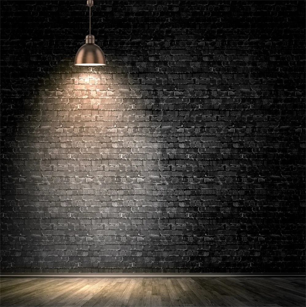 Laeacco Old Dark Brick Wall Wooden Floor Shiny Spotlight Stage Baby