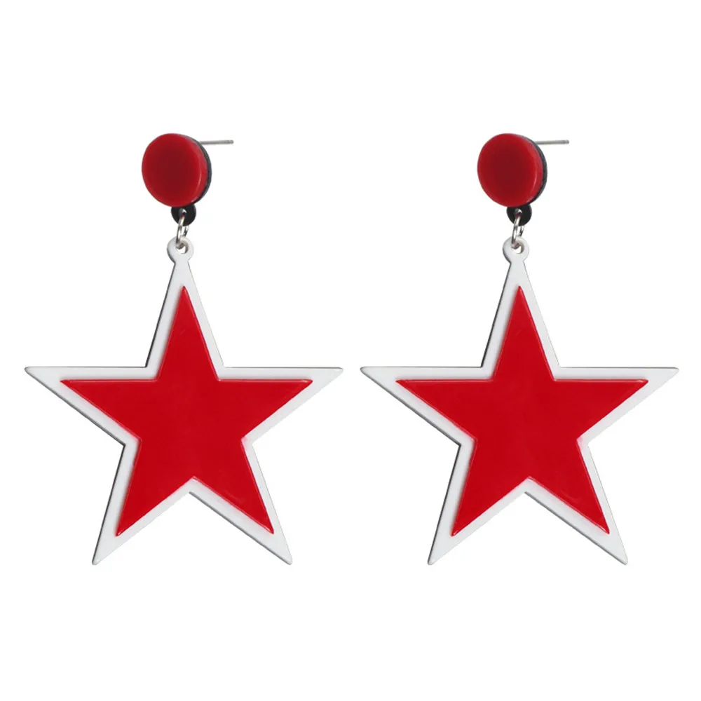 

CRLEY New Arrival Red Star Drop Earrings for Women Acrylic Yellow Clear Smile Face Earring Dazzling Stackable Jewelry Bijoux