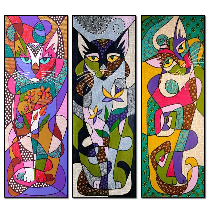 

Colorful Cat Diamond Painting Cross Stitch Full Diamond Embroidery Europe Home Decoration Square Drill Animal Series