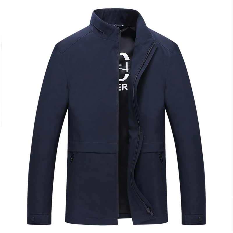 Осенняя Новинка, стильная мужская куртка с воротником на молнии, деловые Повседневные Удобные пальто и куртки, большие размеры 8XL 7XL 6XL 5XL 4XL 3XL, мужская одежда - Цвет: Синий