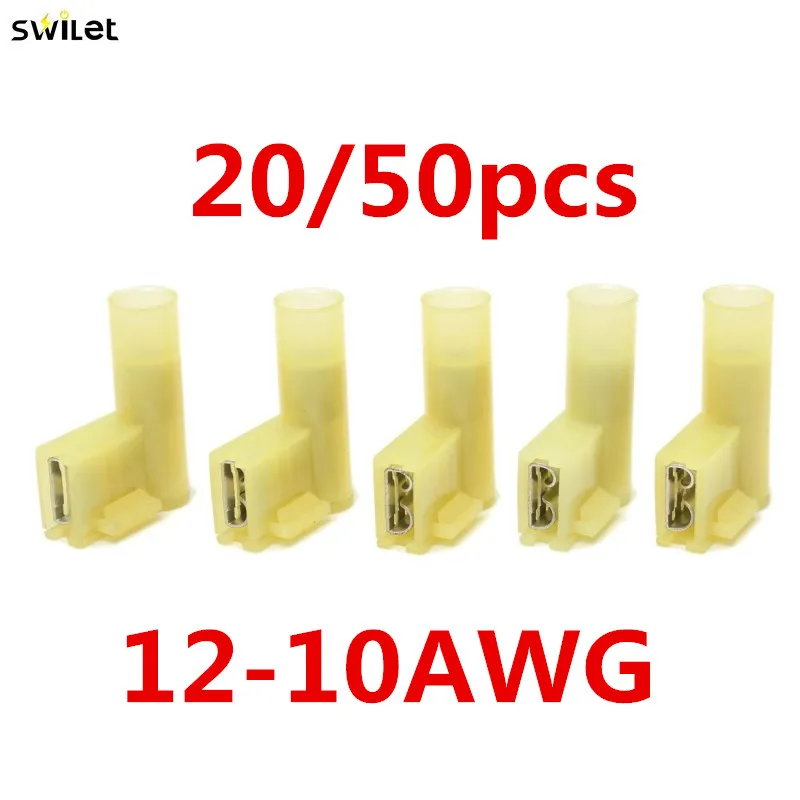 20/50 шт желтый 12 10AWG 1/4 &quot6 35 мм флаг изолированный 90 градусов правый Lucar кабель