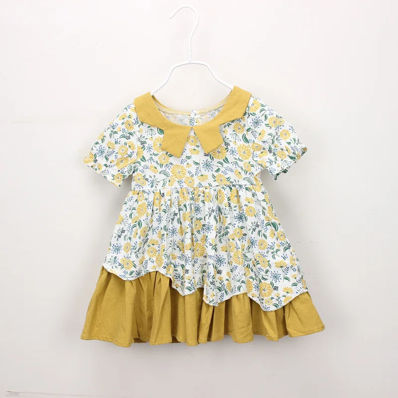 

2019 New Arrivals Summer baby girls Dress Children kids Fashion Peter Pan Collar Floral Dress for Girls High Quality