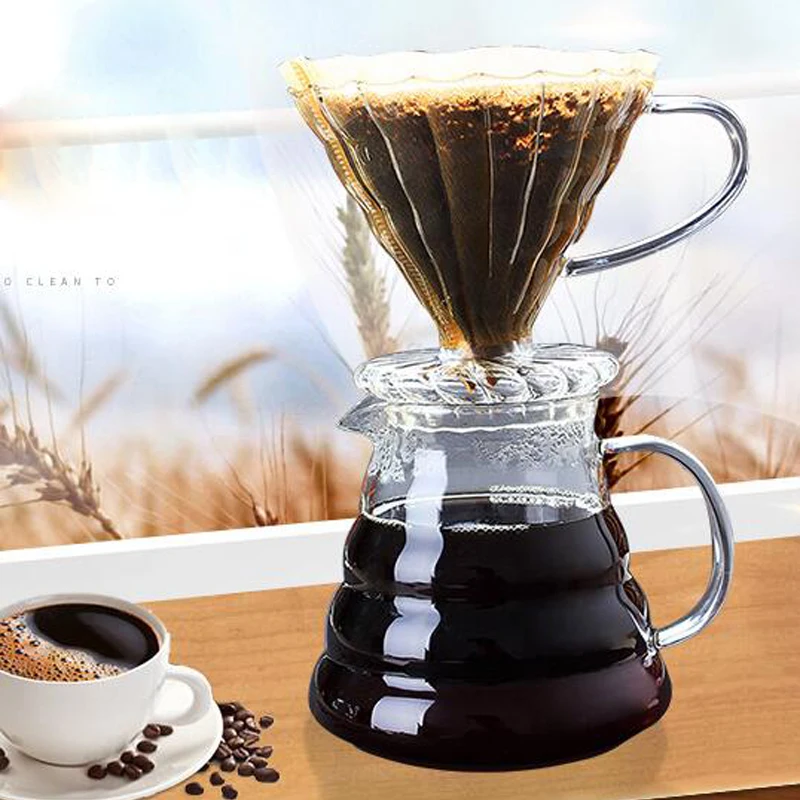 Горячие Кофе Dripper Стиль сервер термостойкого стекла Кофе кофеварки Кофе поделиться горшок \ Кофе dripper