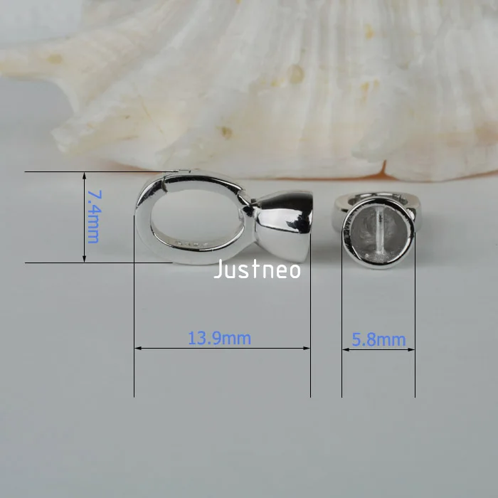 Цельное 925 пробы Серебряное ожерелье застежка для жемчуга из бисера ювелирные изделия родиевое покрытие, 1 шт