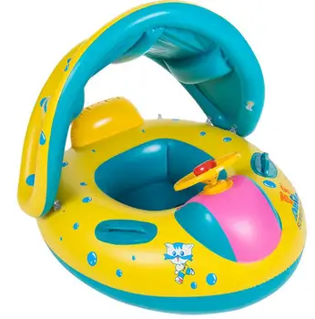 

Removable Novel Swim Ring Sunshade On Holiday Floating Summer Kids Child Seat Inflatable Swimming boat toys Water pool tube