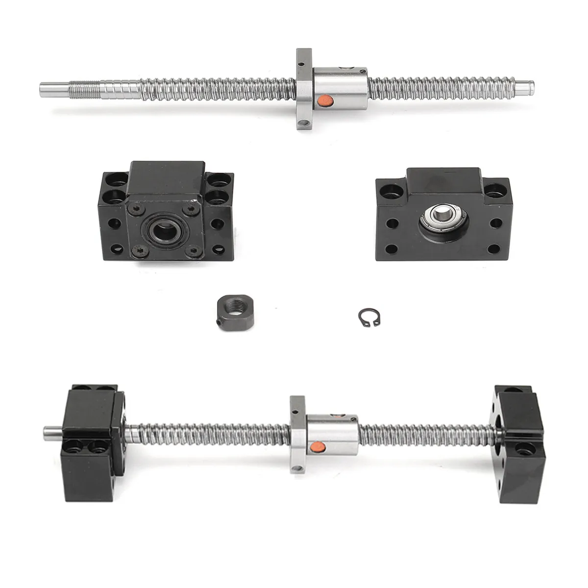 

250mm Ball Screw Linear Guide End Support Kit SFU1204 with Ballnut BF/BK10 Machining Stainless Steel Ball Screw Fitting Kit