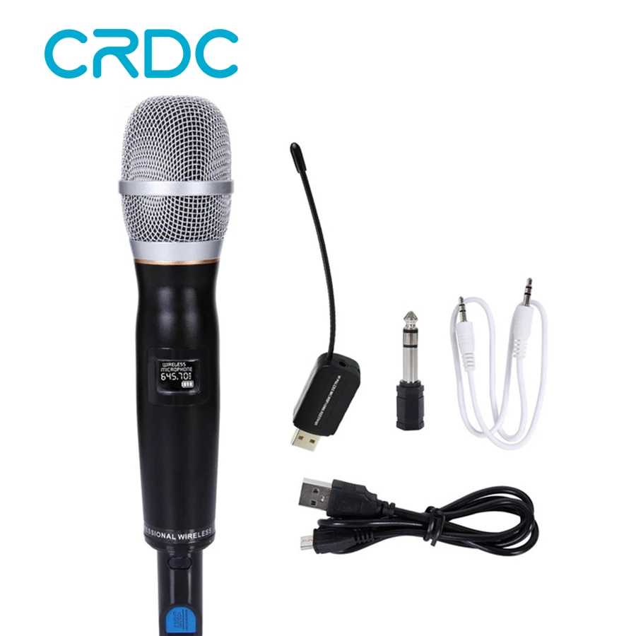 

CRDC Pro UHF Wireless Microphone Karaoke Audio Handheld Vocal Microphone with Receiver Cable USB For Indoor Outdoor Activity