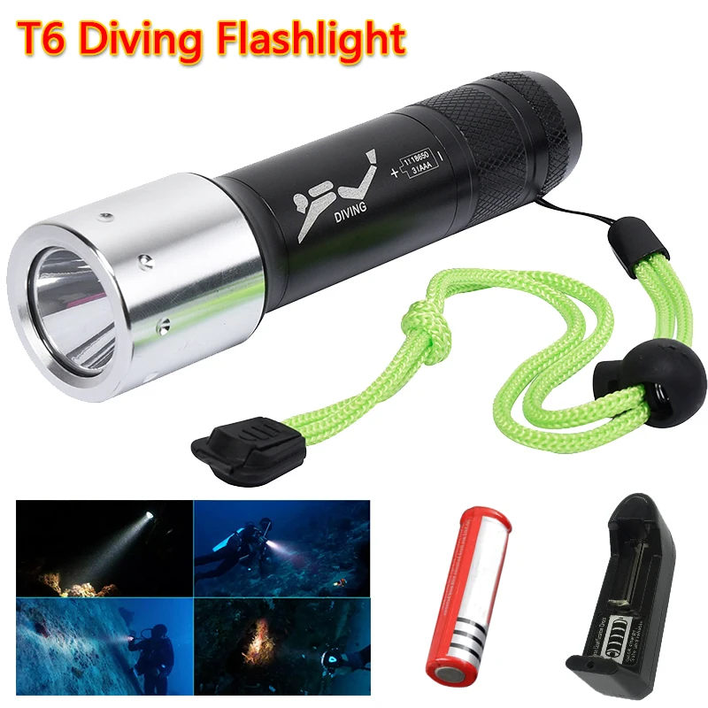 

Diving Light 3800 LM CREE XML T6 LED Dive Flashlight Lamp Torch Underwater 50M Waterproof 18650/AAA Battery Diver zk67