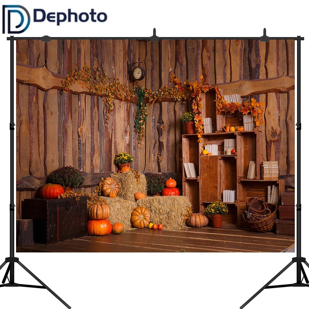 Dephoto Хэллоуин тематические фоны для фотосъемки интерьер шале тыквы стог сена